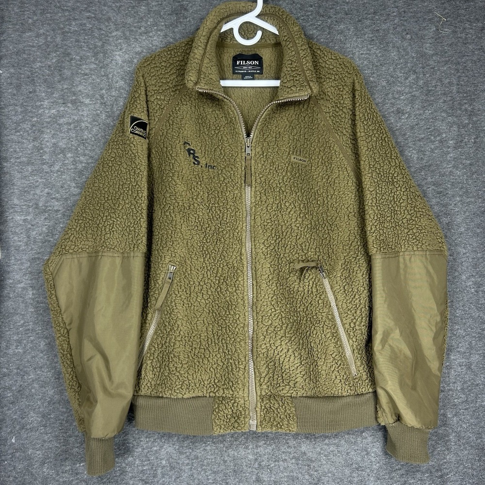 Filson Sherpa Fleece Jacket Mens Large Marsh Olive Green Full‎ Zip